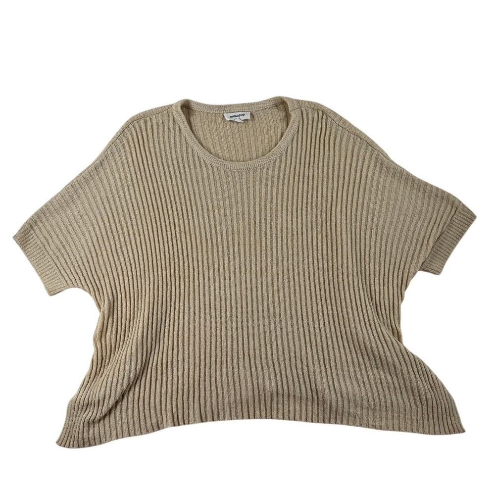 Mittoshop Womens Short Sleeve Sweater - Tan - M/L